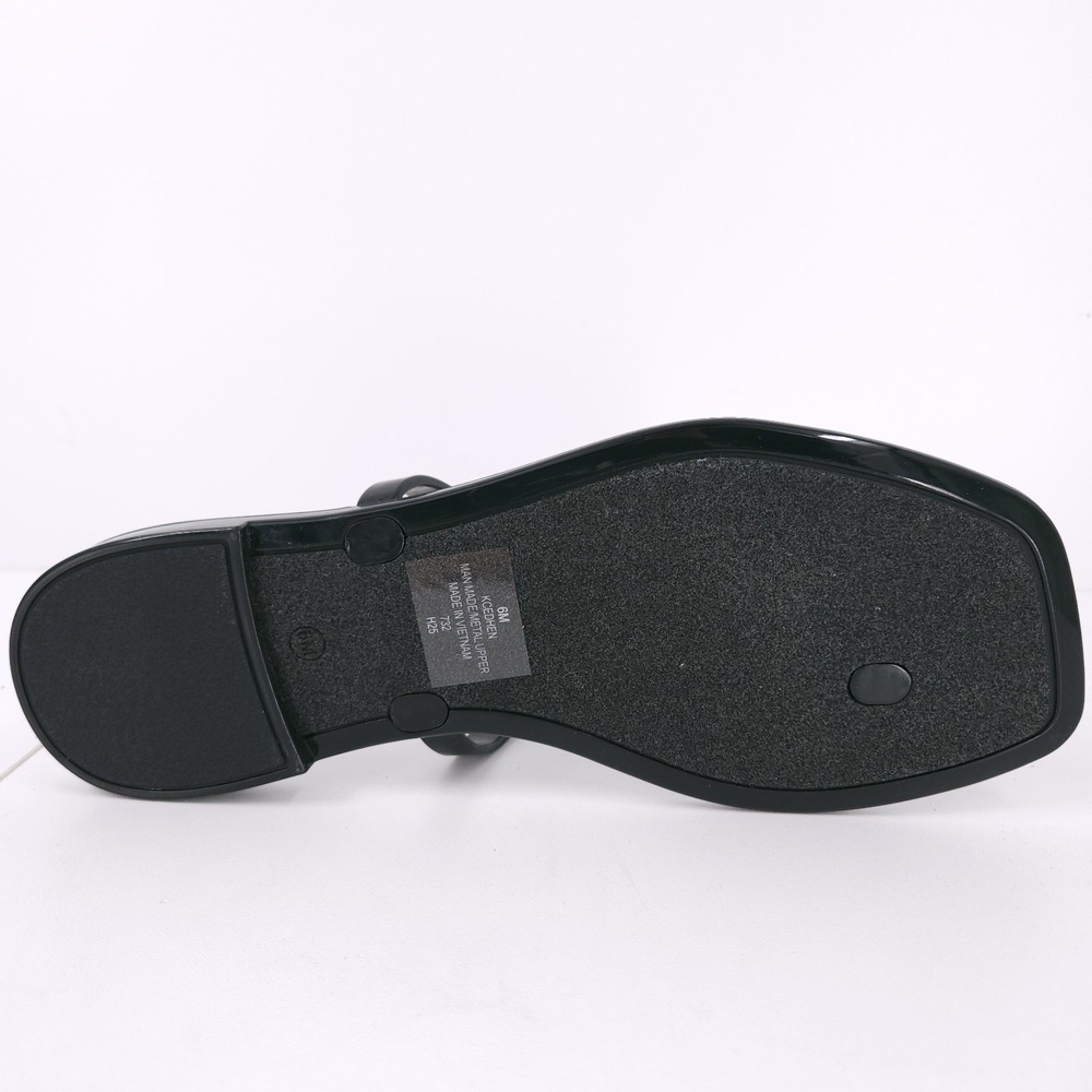 Calvin Klein Edhen Black Flat T Strap Thong Logo Sandals Womens Size 6 M - Picture 9 of 16